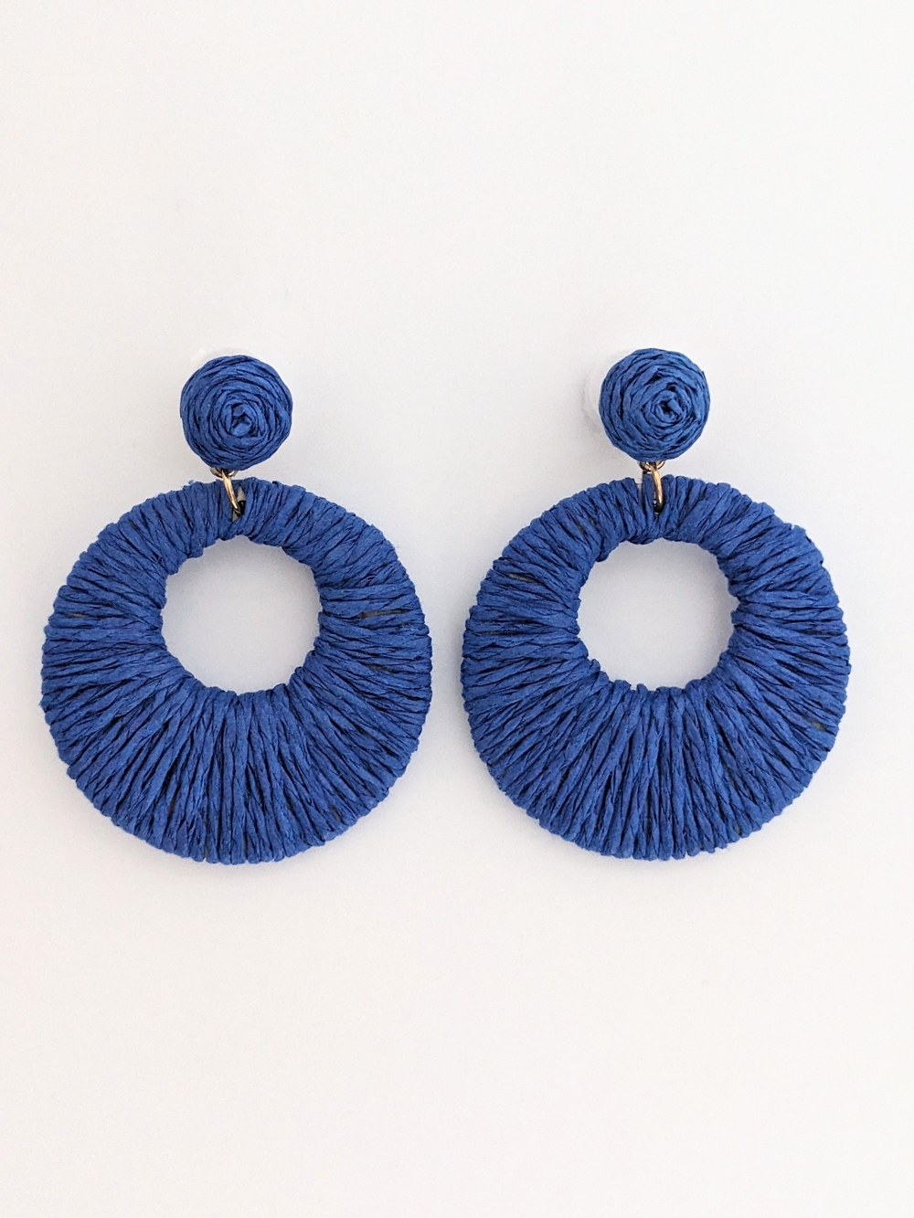 Blue Raffia Drop Earrings